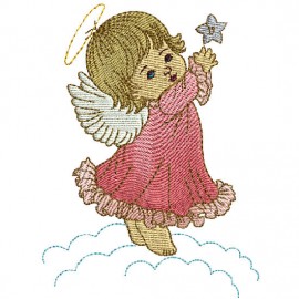 Matriz de bordado Menina anjo com estrela
