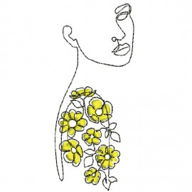 Matriz de bordado traos de mulher com flores