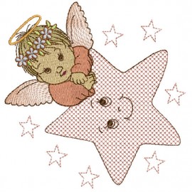 Matriz de bordado Menina Anjo e a Estrela
