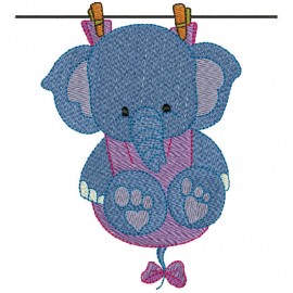 Matriz de bordado Elefante no varal 02