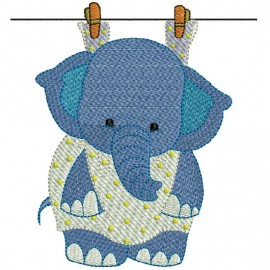 Matriz de bordado Elefante no varal