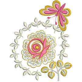 Matriz de bordado Flor com Borboleta
